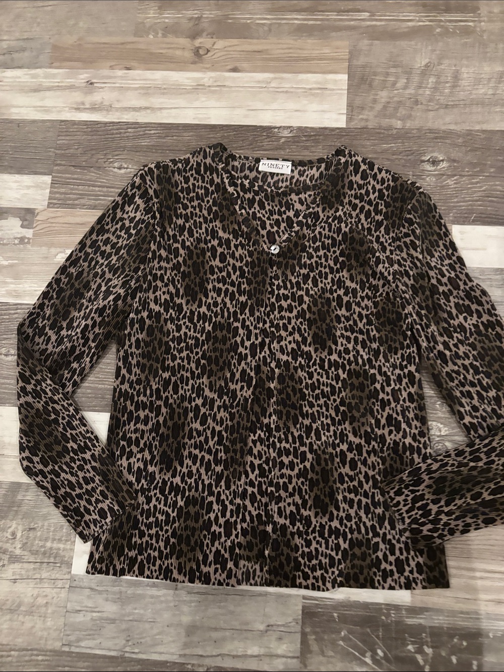 Leopard-Print Long Sleeve Blouse - Brown & Black great for Halloween